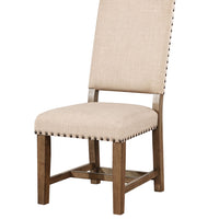 Fabric Upholstered Wooden Side Chair,Pack Of Two,Beige