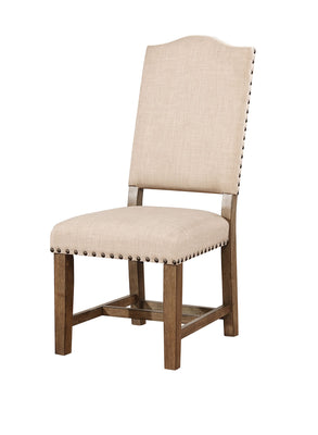 Fabric Upholstered Wooden Side Chair,Pack Of Two,Beige