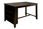 Wood Counter Height Table With Shelves, Dark Walnut Brown