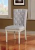 Button Tufted Fabric Upholstered Wooden Side Chair,Pack Of Two, White And Gray
