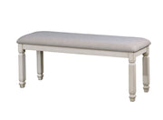 Fabric Padded Wood Bench, Antique White