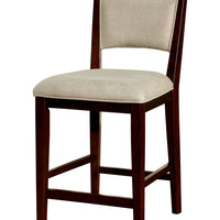 Fabric Upholstered Wooden Counter Height Chair,Pack Of Two,Cherry Brown