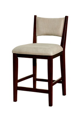 Fabric Upholstered Wooden Counter Height Chair,Pack Of Two,Cherry Brown