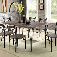 Wood Dining Table Set, Pack of seven, Antique Brown And Dark Gray