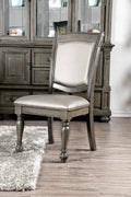 Leather Upholstered Wood Side Chair,Pack Of Two, Glossy Gray