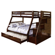 Wooden Twin-full Bunk Bed with builtin drawers, Brown