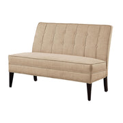 Fabric Upholstered Armless Bench With Button Tufting, Beige