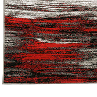 Shaded Patterned Area Rug In Polyester With Jute Mesh, Small, Red and Gray