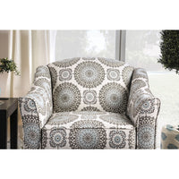 Contemporary Style Padded Sofa Arm Chair In Solid Wooden Frame, White & Gray