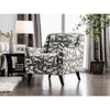 Wooden Sofa Arm Chair With Animal Printed Fabric Upholstery, White & Gray