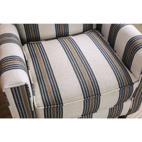 Contemporary Style Wooden Sofa Chair With Printed Stripe Pattern, Multicolor