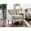 Padded Sofa Chair In Wooden Frame And Geo Patterned Fabric, White & Gray