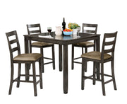 5Piece Wooden Counter Height Table Set In Gray