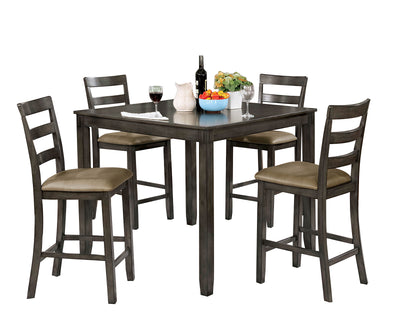 5Piece Wooden Counter Height Table Set In Gray