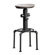 Metal Frame Bar Stool With Wooden Seat In Black And Natural Brown, Set Of 2