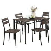 5Piece Metal And Wood Dining Table Set In Antique Brown
