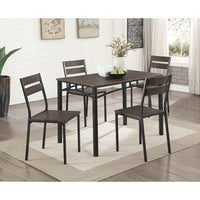 5Piece Metal And Wood Dining Table Set In Antique Brown