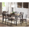 7Piece Metal And Wood Dining Table Set In Antique Brown