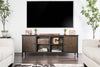 72" Wooden And Metal Frame TV Stand With 4 Open Shelves In Brown