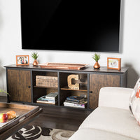 72" Wooden And Metal Frame TV Stand With 4 Open Shelves In Brown