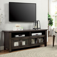 60" Wooden TV Stand With 2 Cabinets and 2 Open Shelves In Brown