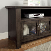 60" Wooden TV Stand With 2 Cabinets and 2 Open Shelves In Brown