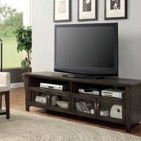 72" Wooden TV Stand With 2 Cabinets and 2 Open Shelves In Brown