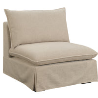 Fabric Upholstered Armless Chair With Padded Cushions In Beige