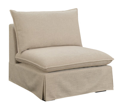 Fabric Upholstered Armless Chair With Padded Cushions In Beige