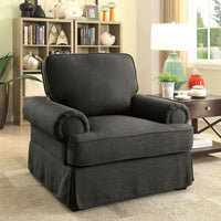 Fabric Upholstered Chair With Rolled Armrest In Gray