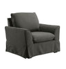 Welting Trim Fabric Upholstered Chair With Flared Arms In Gray