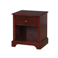 Wooden Night Stand With One Drawer And Open Shelf In Cherry Brown