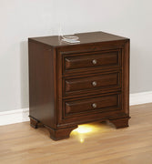 Wooden Night Stand With 3 Drawers In Cherry Brown