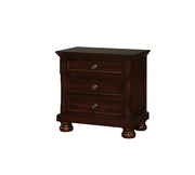 3 Drawer Wooden Night Stand In Cherry Brown
