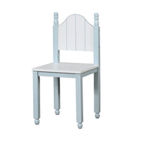 Contemporary Style Wooden Chair With Camel Back, Blue And White