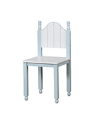 Contemporary Style Wooden Chair With Camel Back, Blue And White