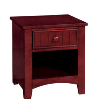 Wooden Night Stand With One Drawer And Open Shelf In Cherry Brown