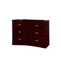 6 Drawer Wooden Dresser In Transitional Style, Cherry Brown