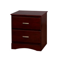 2 Drawer Wooden Night Stand In Transitional Style, Cherry Brown