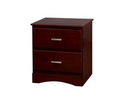 2 Drawer Wooden Night Stand In Transitional Style, Cherry Brown