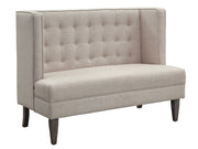 Button Tufted Wingback Design Love Seat Bench With Padded Upholstery, Beige