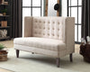 Button Tufted Wingback Design Love Seat Bench With Padded Upholstery, Beige