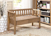 Slatted Pattern Wooden Bench With 2 Under Seat Drawers In Natural Brown