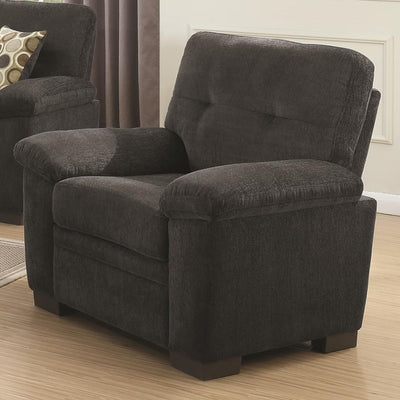 Transitional Micro Velvet Fabric-Wood Chair With Cushioned Armrest, Dark Gray