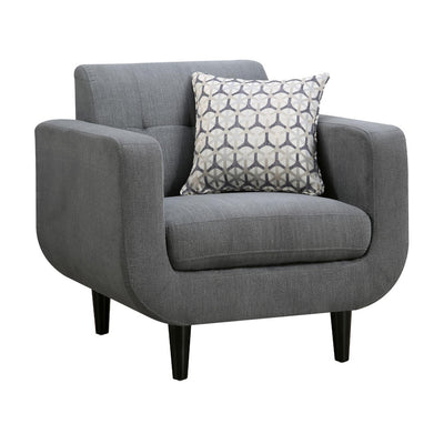 Transitional Fabric & Wood Chair With Curved Profile, Gray