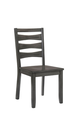 Wooden Side Chair With Slat Back Design, Gray, Pack Of Two