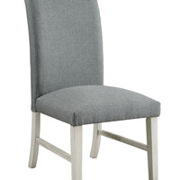 Wooden Side Chair With Gray Fabric Upholstery, Pack Of Two