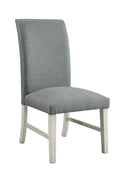 Wooden Side Chair With Gray Fabric Upholstery, Pack Of Two