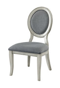 Fabric Upholstery Side Chair, White And Gray, Pack Of Two