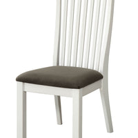 Wooden Side Chair With Gray Fabric Padded Seat, White, Pack Of Two